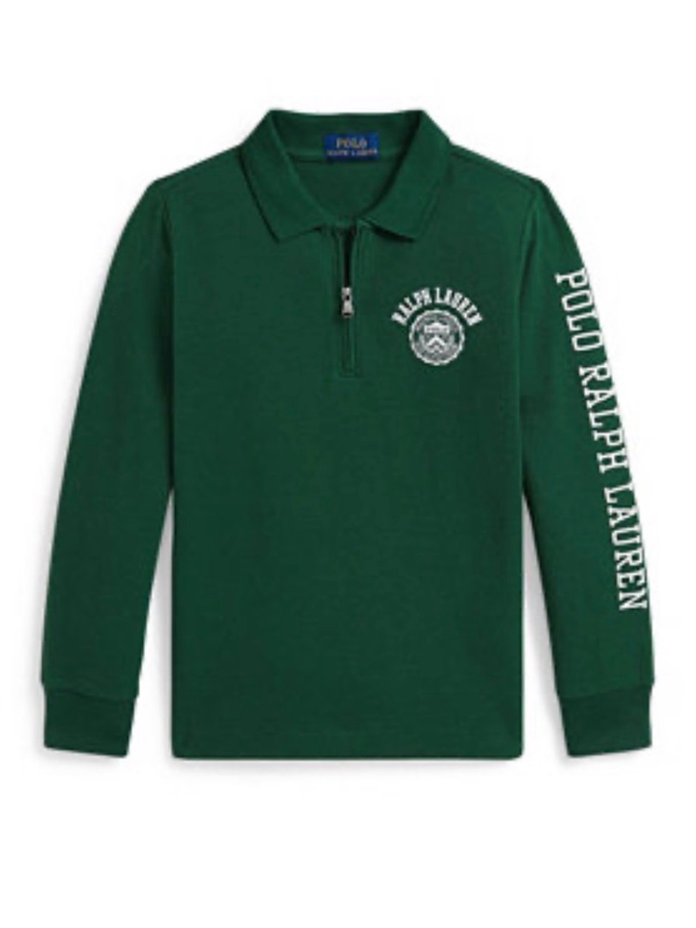 Polo by Ralph Lauren Kids 5 Dark Green Half-Zip Long Sleeve Mesh Collared Polo